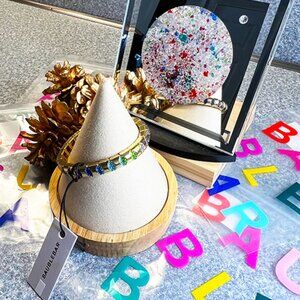 BaubleBar– NWT – “Rory” Multicolored Crystal and Gold Stretch Bracelet